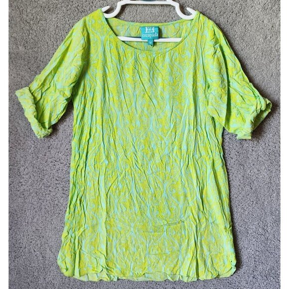 escapada Other - Escapada Women's Short Roll Tab Sleeve Coverup Dress Bright Blue/Green Size M